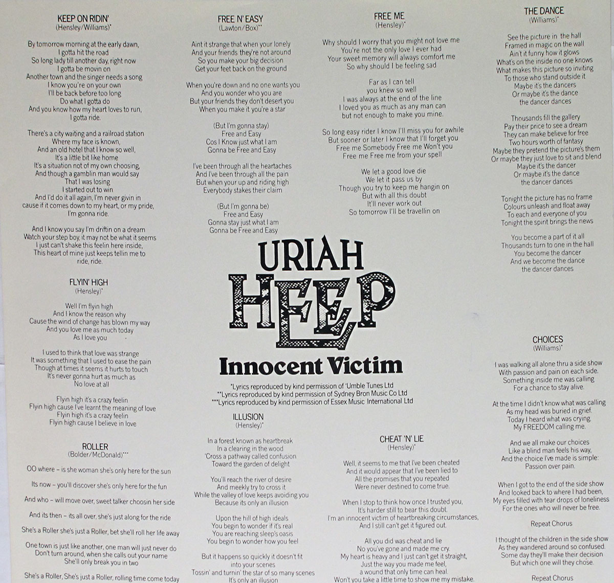 High Resolution Photos of uriah heep innocent victim germany 